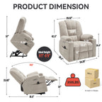 Power Lift Recliner Chair with Massage and Heat for Elderly, Overstuffed Wide Recliners, Heavy Duty Motion Mechanism with USB and Type C Ports, 2 Steel Cup Holders, Beige - Grand Goldman Shop