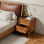 2 Set Nightstands Features Vintage-style and Bevel Design, Made of MDF, Mid Century Modern Nightstand, Night Stand for Bedroom - Grand Goldman Shop