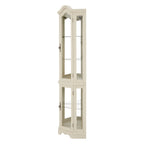Curio Cabinet Lighted Glass Display Curio Cabinet w/Tempered Glass Doors and Shelves, Crown Corner Cabinet with Bulb, Corner Storage Decoration for Living room and Bedroom WHI - Grand Goldman Shop