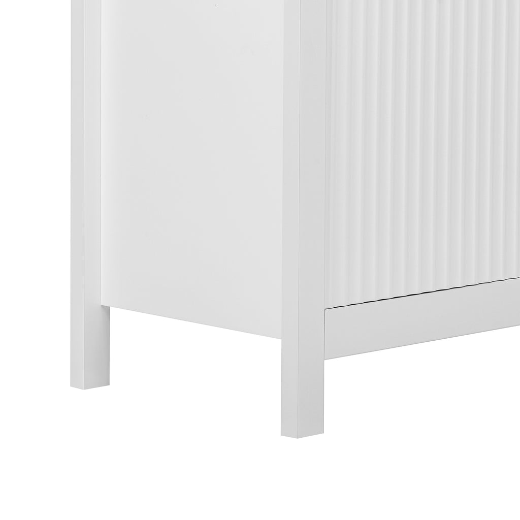 U_STYLE Sideboard with Wave Design - 3 Adjustable Shelves, 3 Drawers & Soft-Close Doors, Storage Console Table with Metal Handles, Suitable for Study, Hallway and Living Room, 3 Colors - Grand Goldman Shop