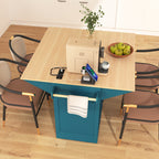 K&K 55.7'' Large Kitchen Island with 2 Drop Leaf,, Rolling Kitchen Cart on 5 Wheels with Power Outlet, Folding Storage Dining Table with Spice & Towel Rack , 3 Drawers, for Kitchen, Dining Room,Green - Grand Goldman Shop