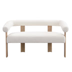 Round armrest loveseat(Beige+Natural) - Grand Goldman Shop