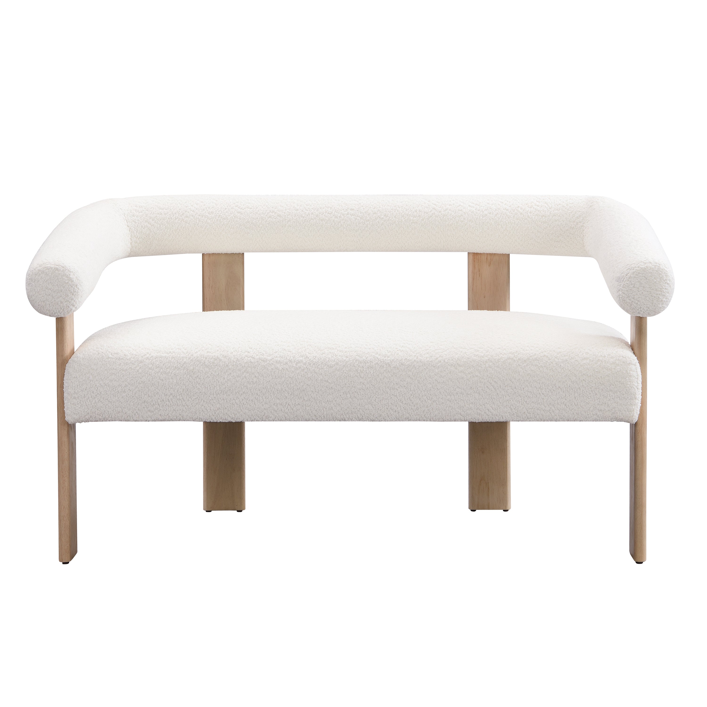 Round armrest loveseat(Beige+Natural) - Grand Goldman Shop