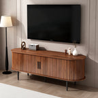 TV Stand, 55' Modern TV Console Table with Storage Compartment and Sliding Door, Gaming Entertainment Center with Cabinet for Living Room, Bedroom, Office (Walnut) - Grand Goldman Shop