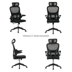 High Back Ergonomic Office Chair with Mesh Fabric, Black, Big and Tall Design for Home Office, Task Chair with Tilt Function,