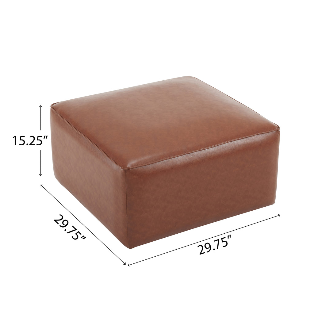 Upholstered Square PU Leather Ottoman,Brown (old sku N757P180768O) - Grand Goldman Shop