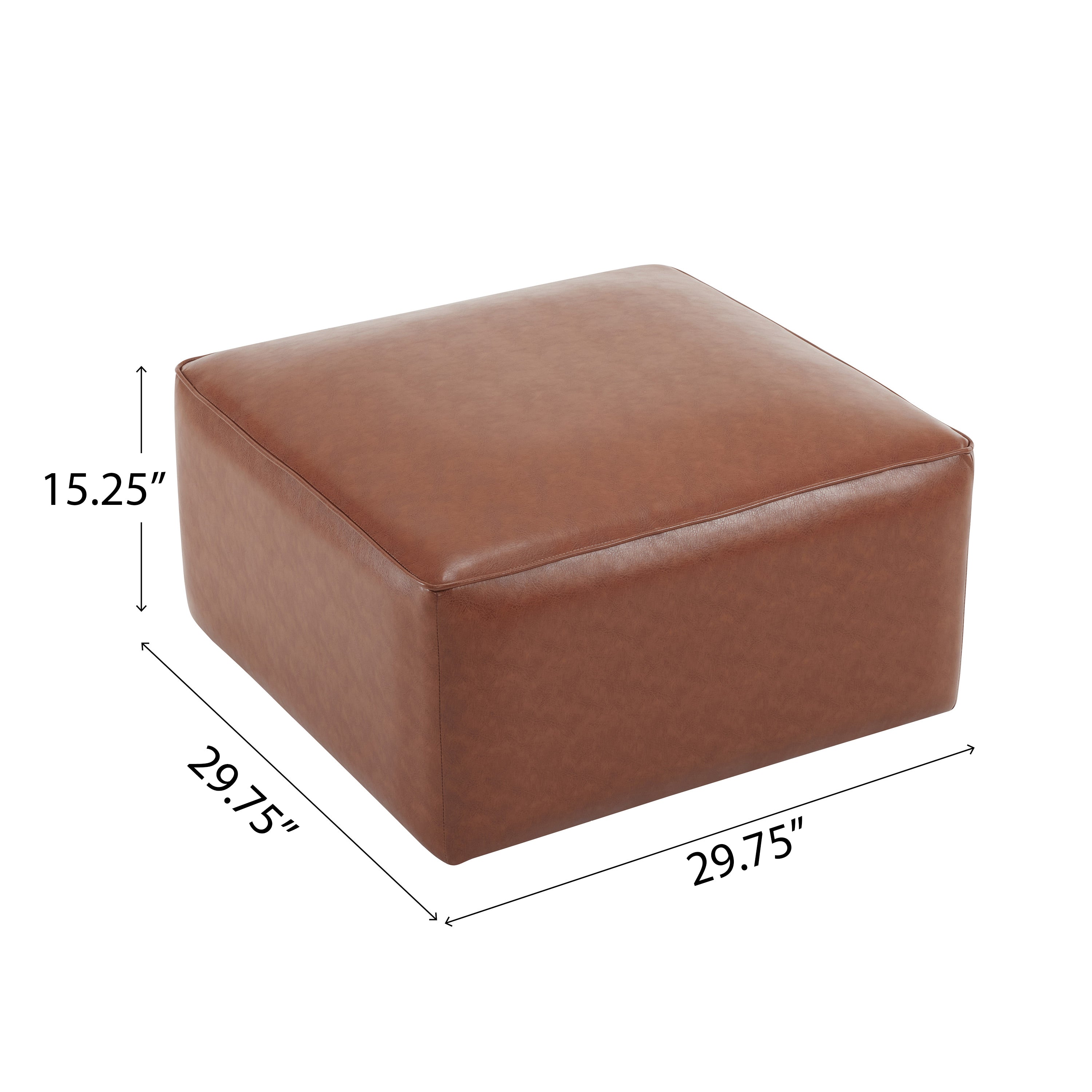 Upholstered Square PU Leather Ottoman,Brown (old sku N757P180768O) - Grand Goldman Shop