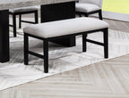 1pc Light Gray Upholstered Bench Soft Neutral Tone Dark Finish Legs Wooden Dining Room Furniture - Grand Goldman Shop