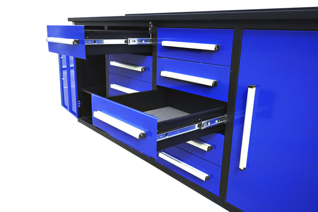 7' Storage Cabinets with Workbench (10 Drawers & 2 Cabinets) - Grand Goldman