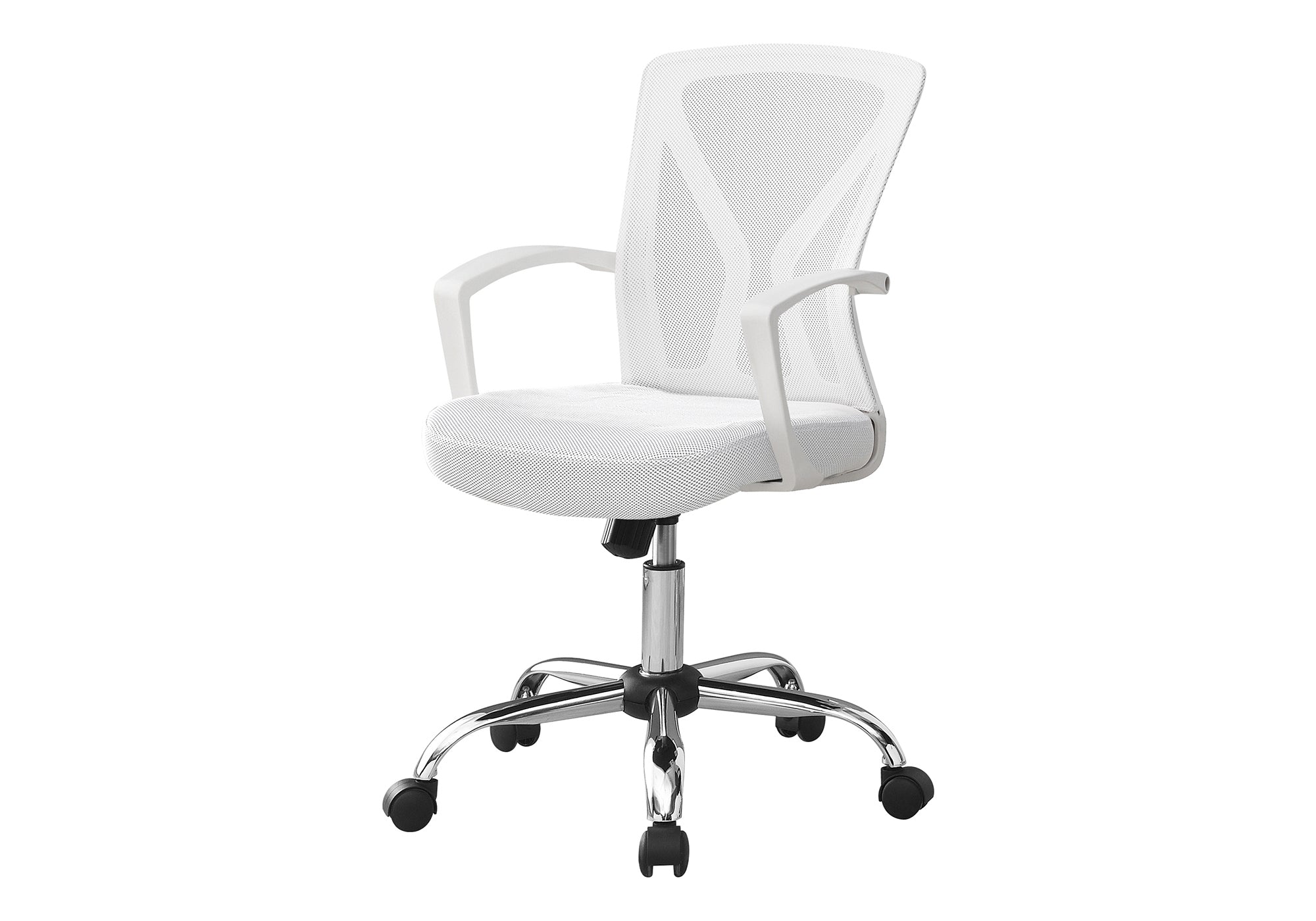 Office Chair, Adjustable Height, Swivel, Ergonomic, Armrests, Computer Desk, Work, White Mesh, Chrome Metal, Contemporary, Mo