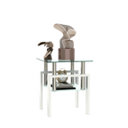 1-Piece Modern Tempered Glass Tea Table Coffee Table End Table, Square Table for Living Room, Transparent/White - Grand Goldman Shop