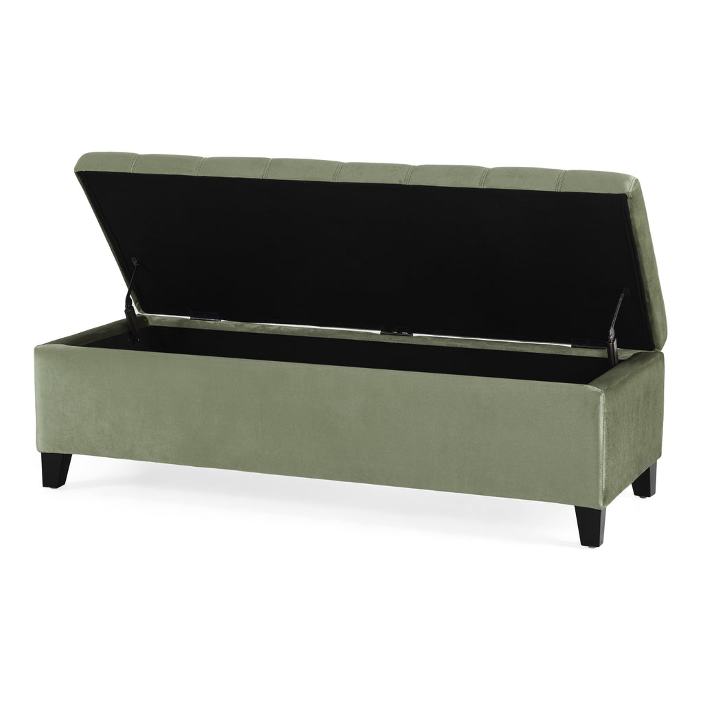 Wendover Elegant Velvet Tufted Storage Bench with Lift-Up Top and Birch Wood Legs - Grand Goldman Shop