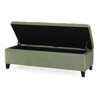 Wendover Elegant Velvet Tufted Storage Bench with Lift-Up Top and Birch Wood Legs - Grand Goldman Shop