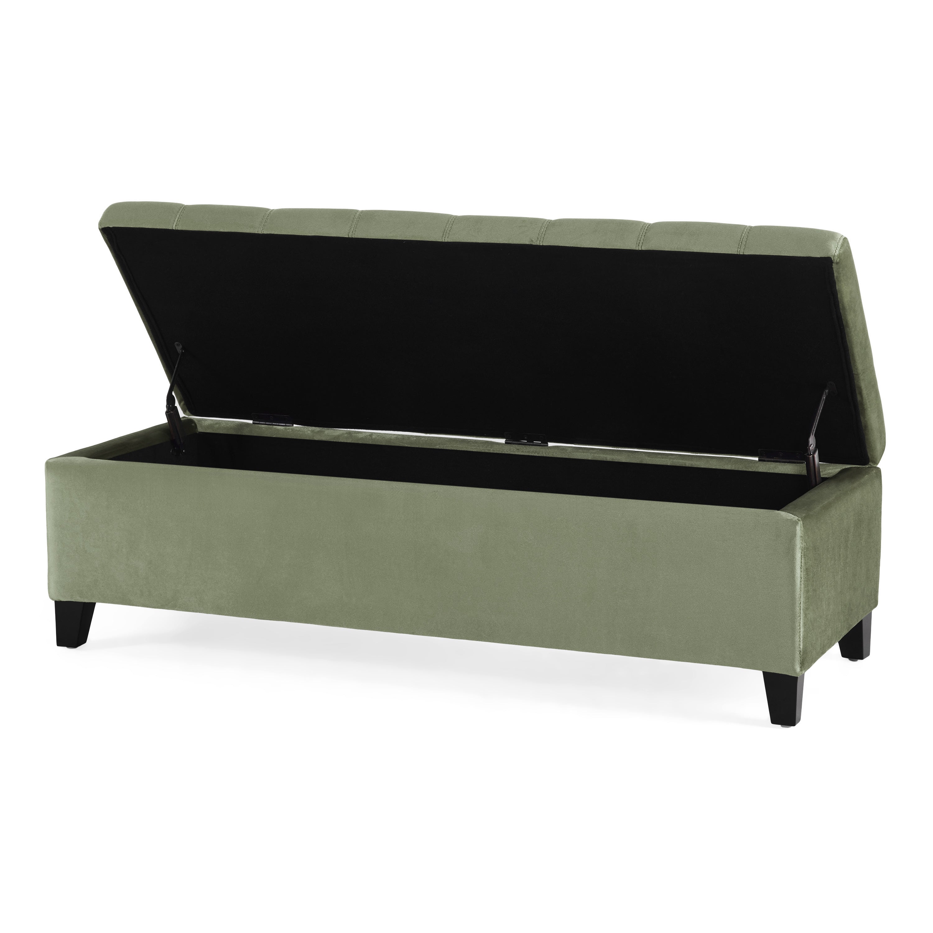 Wendover Elegant Velvet Tufted Storage Bench with Lift-Up Top and Birch Wood Legs - Grand Goldman Shop