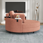 A 51-inch orange corduroy sofa with two throw pillows, a waist pillow and an extra tray is comfortable for a small apartment bedroom - Grand Goldman Shop