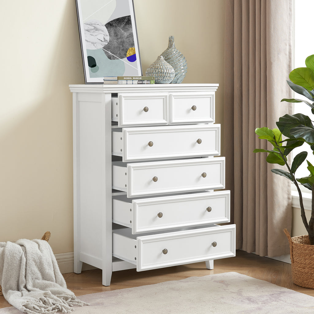 Modern 6 Drawers Dresser 6 Drawers Cabinet,Chest of Drawers Closet Organizers and Storage Clothes Storage Drawers Cabinet for Living Room, Farmhouse Dresser Organizer white - Grand Goldman Shop
