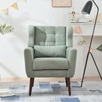Modern Accent Chair,Teddy Fabric Living Room Chairs Comfy Reading Chair,Mid Century Accent Chair, Lounge Arm Chairs Armchair for Living Room Bedroom (Light Green) - Grand Goldman Shop
