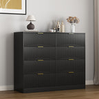 Modern 8 Drawers Dresser Chests for Bedroom,47.2' Wide Wood Chest of Drawers with Gold Metal Handle,Drawer Organizer for Bedroom,Living Room,Hallway and Entryway,Black - Grand Goldman Shop