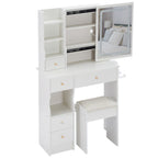 29.2' Small Size Left Drawer Desktop Vanity Table + Cushioned Stool, 2 AC+2 USB Power Station, Hair dryer bracket, Extra Large Touch Control Sliding LED Mirror, Tri-color Switching, Brightness Adjust - Grand Goldman Shop