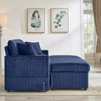 Comfortable Fluffy Corduroy Lazy Sofa, Storage Space for Big Loveseat, Super Soft Chaise Lounge with Double Ottomans and Table Board,Suitable for Chailiving - Grand Goldman Shop