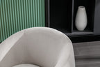 Velvet Fabric Swivel Accent Armchair Barrel Chair With Black Powder Coating Metal Ring,Gray - Grand Goldman Shop