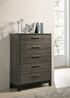 Ioana Antique Grey Wood 6-piece King Size Bedroom Set, Dresser, Mirror, 2 Night Stands , Chest - Grand Goldman Shop