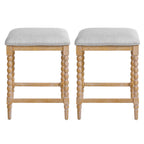 26''Counter Stools,Set of 2 with Upholstered Seat, Solid Acacia wood Frame, Foam-Padded Seat, Open Airy Design for Kitchen Island and Bar, Natural - Grand Goldman Shop