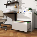 Premium 2 Drawer Metal Lateral File Cabinet with Lock, White Steel Filing Cabinet for Home Office - Grand Goldman