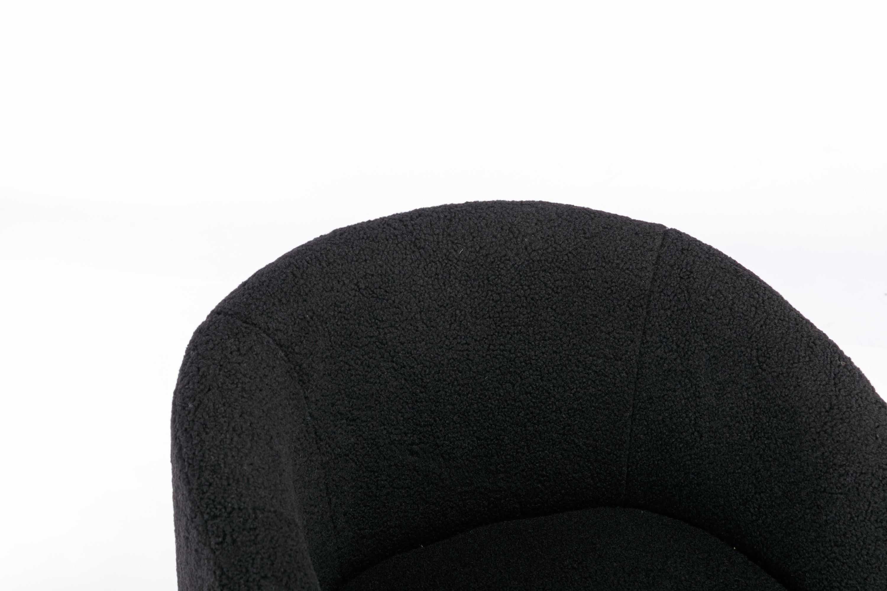 Teddy Fabric Swivel Accent Armchair Barrel Chair With Black Powder Coating Metal Ring,Black - Grand Goldman Shop