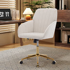 TY Ergonomic Swivel Office Chair, Adjustable and Comfortable, Beige Velvet Upholstery, 24.60 x 22.84 x 38.00 inches | Premium