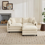 Cloud Sofa Ottoman only, Modern Sectional Couch, for Living Room Bedroom and Apartment, Comfy Double Layer Upholstered Seat Cushion, Breathable Chenille Fabric, Beige - Grand Goldman Shop