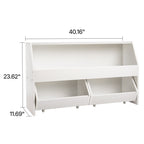 Toy Storage Organizer, Wooden Kids Bookshelf with Storage, Toy Storage Cabinet with 2 Mobile Drawers, Kids Storage Organizer 