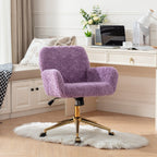 Stylish A&A Furniture Home Office Chair Violet Velvet with Golden Metal Base Adjustable Swivel - Available at Grand Goldman