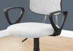 Office Chair, Adjustable Height, Swivel, Ergonomic, Armrests, Computer Desk, Work, Juvenile, White Mesh, Black Metal, Contemp