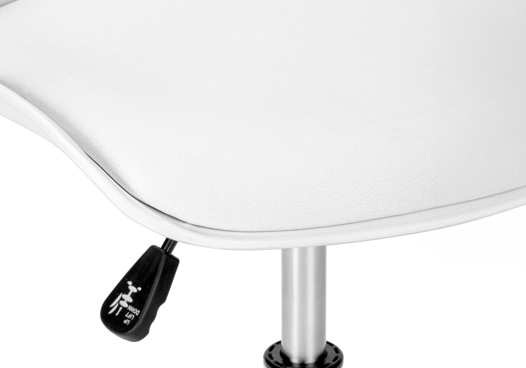 Office Chair, Adjustable Height, Swivel, Ergonomic, Computer Desk, Work, Juvenile, White Leather Look, White Metal, Contempor