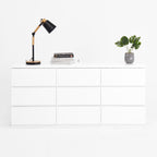 9 Drawer Dresser with No Handle Design, Modern White Matte Wood Dresser for Bedroom, Storage Chest of Drawers for Living Room, Hallway, Entryway - Grand Goldman Shop
