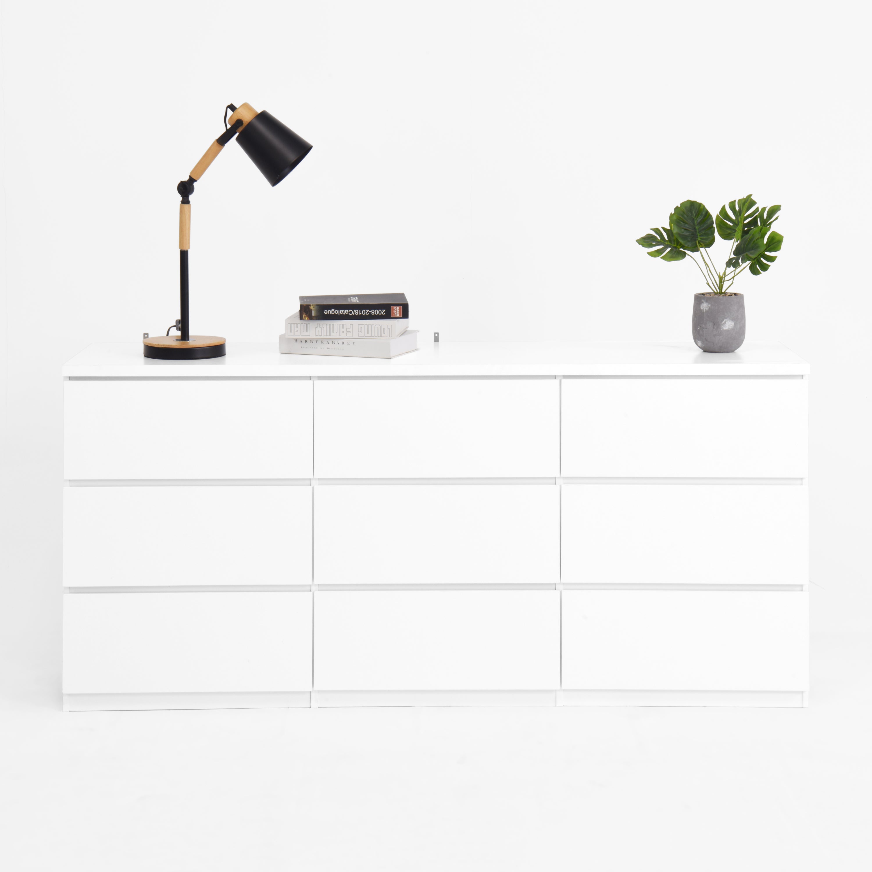 9 Drawer Dresser with No Handle Design, Modern White Matte Wood Dresser for Bedroom, Storage Chest of Drawers for Living Room, Hallway, Entryway - Grand Goldman Shop