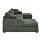 3-Piece Corduroy Double-Chaise Sectional Sofa – Green - Grand Goldman Shop