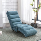 Ergonomic Linen Massage Chaise Lounge with Remote Control, 5 Modes, Blue, 21.65 x 58.27 x 34.25 inches - Grand Goldman Shop