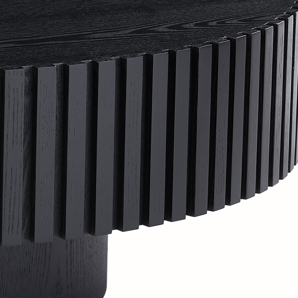 31.49'' Nesting Round Wood Coffee table for Apartment, Modern Living Room Coffee Table with Sturdy Pedestal ,BLACK (Same Sku:W876P243950) - Grand Goldman Shop