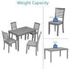 5PCs Modern Dining Set, Rectangular Wooden Dining Table with 4 Upholstered Chairs for Kitchen, Dining Room, Gray - Grand Goldman Shop
