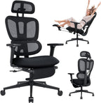 Ergonomic Office Chair with Footrest, High-back Computer Chair with Dynamic Lumbar Support, 2D Headrest & 4D Armrests, Sponge