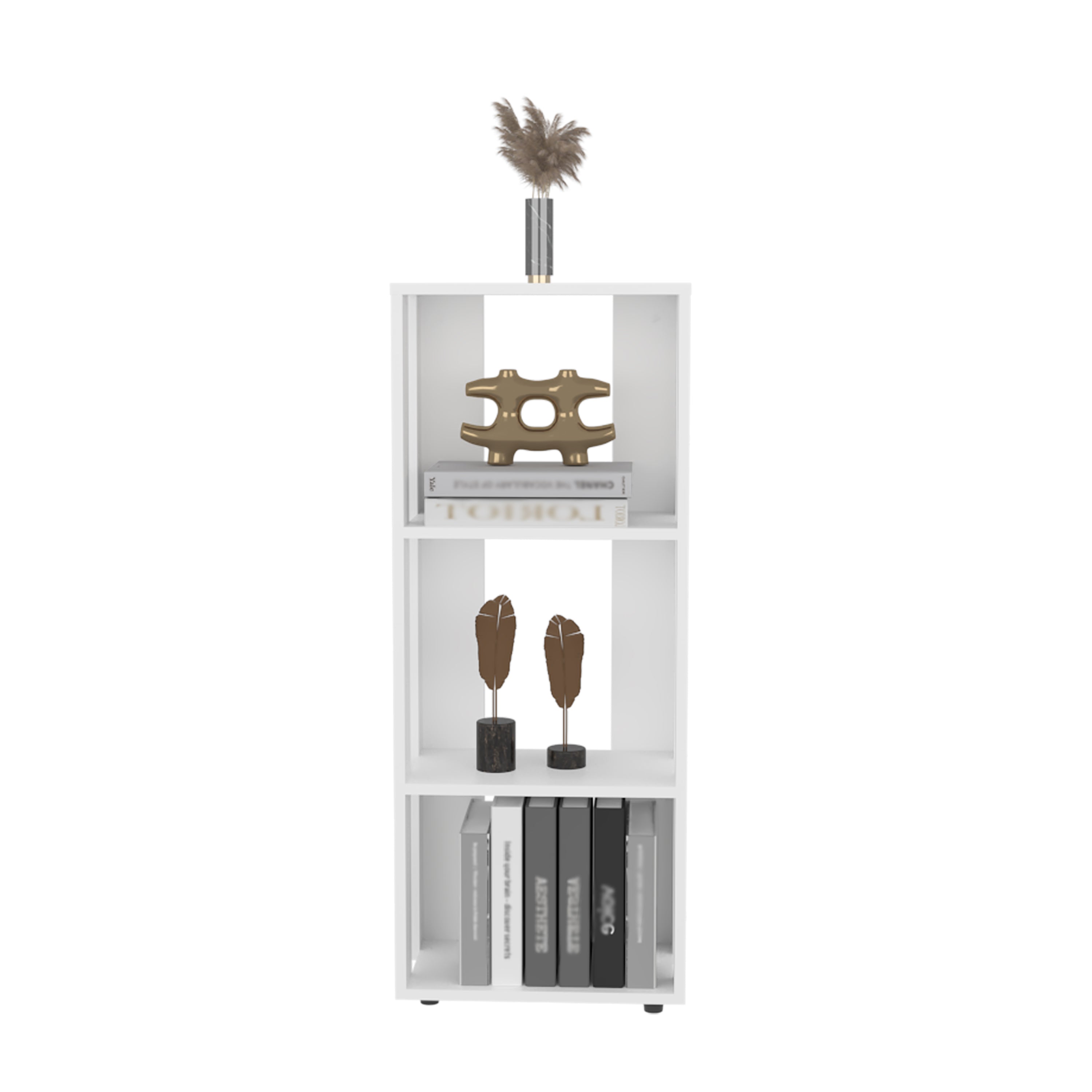 Eco 39' Tall Four-Tier Bookcase, Living Room, Storage Cabinet, Shelves White | Premium Home Decor - Grand Goldman