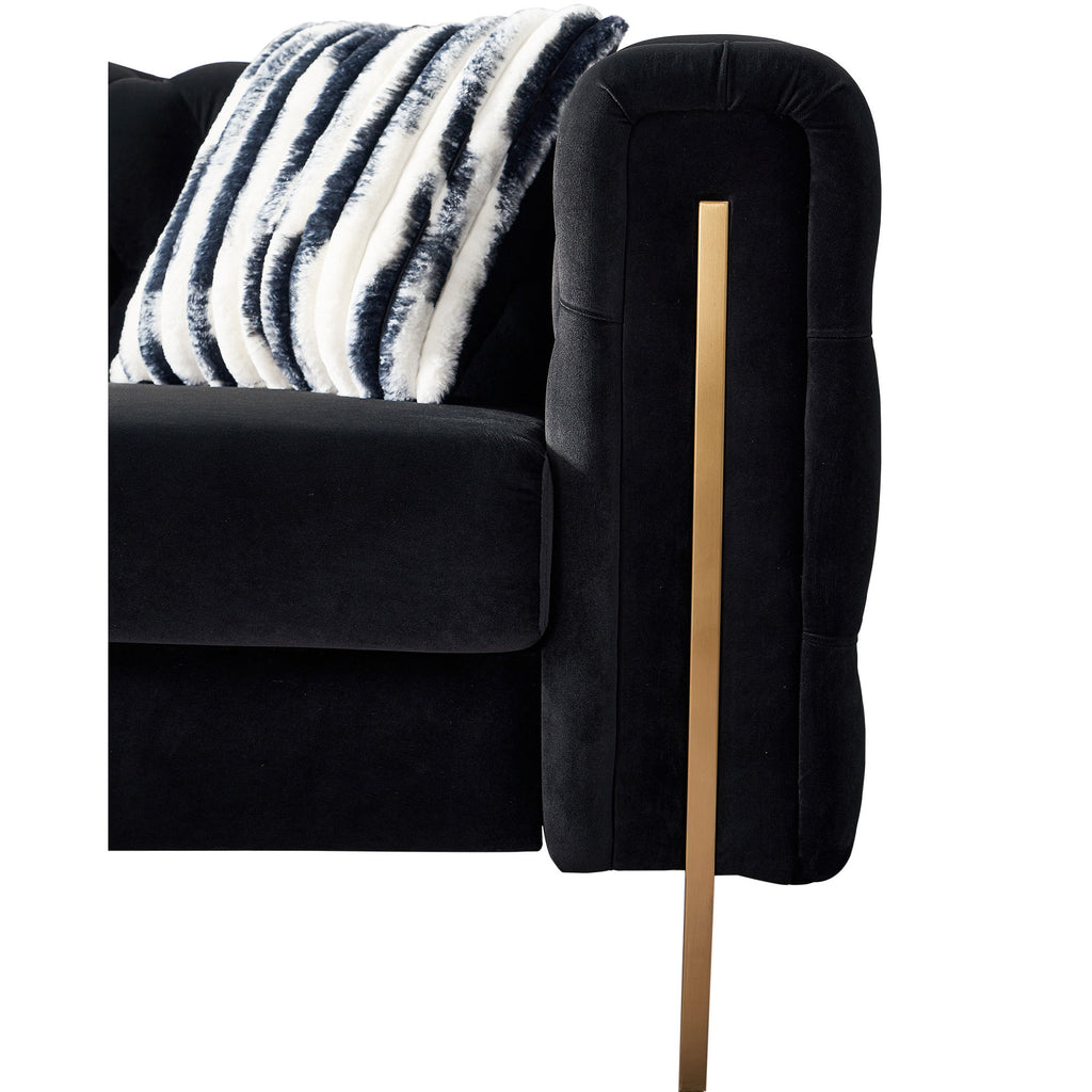 Chesterfield Modern Tufted Velvet Living Room Sofa, 84.25''W Couch,Black - Grand Goldman Shop