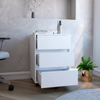 Three Drawers Bang, Filing Cabinet, Roller Blade Glide, White Finish | Premium Home Decor - Grand Goldman
