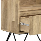 Hunter Tall Bookcase in Natural Finish with Black Metal Legs, Solid Mango Wood, 14D x 24W x 64H inches - Grand Goldman