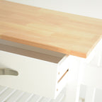 Kitchen Island & Kitchen Cart, Rubber Wood Top, Mobile Kitchen Island with Two Lockable Wheels, Simple Design for Easy Storing and Fetching, Two Drawers Give Unique Storage for Special Utensil. - Grand Goldman Shop