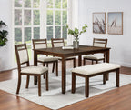 1pc Rich Wood Finish Beige Fabric Upholstered Bench Wooden Dining Room Furniture - Grand Goldman Shop