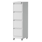 4 Drawer Metal Locking Vertical File Cabinet with Wheels - Heavy-Duty Lockable Storage for Home & Office, Black and White, 17