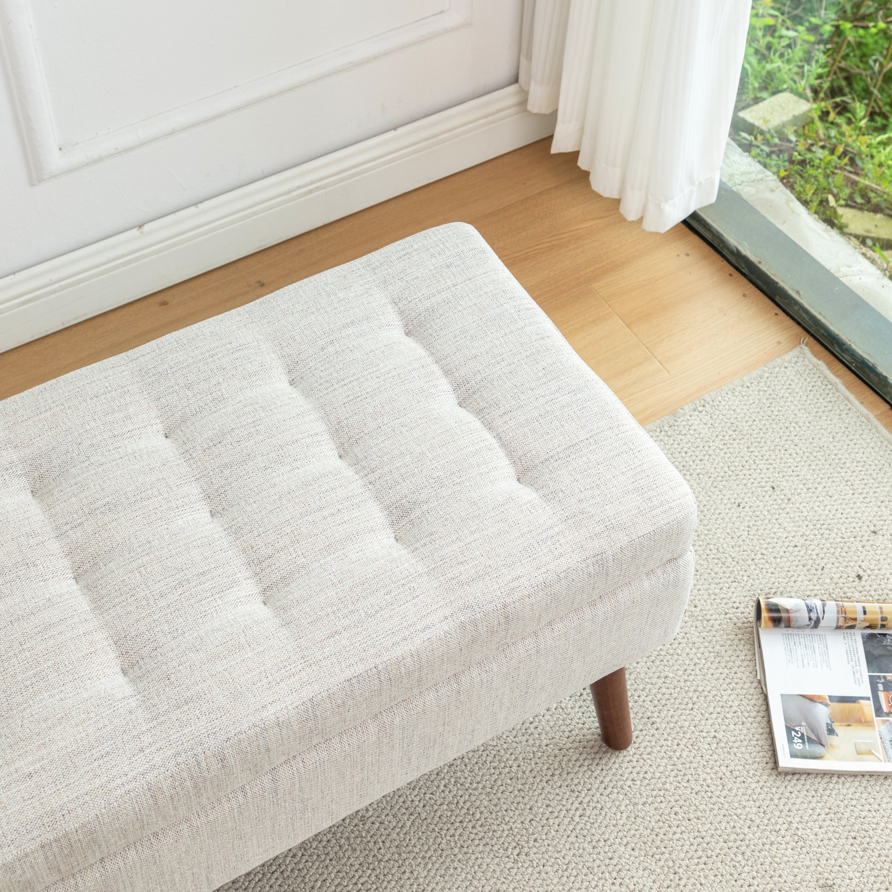 Storage Bench with Storage Bench for Bedroom End of Bed Bench Foot of Bed Bench Entryway Bench Storage Ottoman Bench 43.7' W x 18.1' D Off White Bench - Grand Goldman Shop